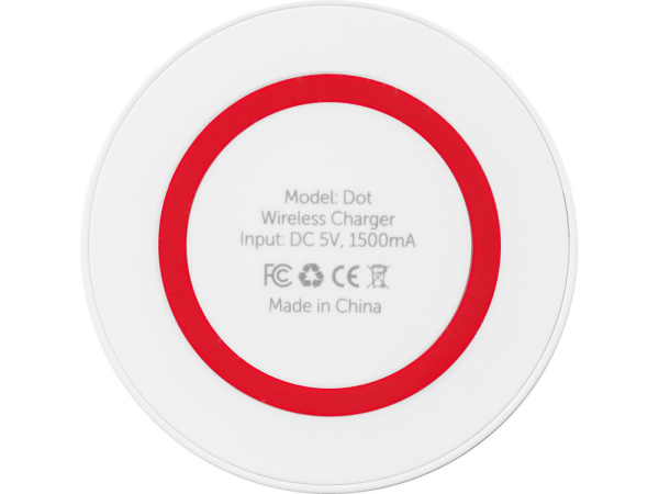 Беспроводное зарядное устройство «Dot», 5 Вт, Цвет белый/красный