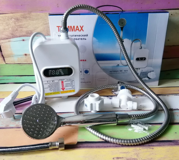 Электрический водяной душ с краном, Термостатичный водонагреватель-душ TEMMAX RX-021 Нижнее подключение