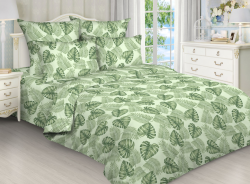 Постельное белье, бязь Комплект двух спальный (175*215 см; 180*215 см; 70*70-см -2 шт) Тропикана Зеленый Живые фотографии внутри