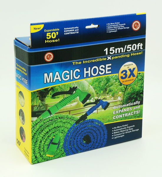 Шланг Xhose (Икс-Хоз) 15 метров поливочный (Икс-Хоз) саморастягивающийся с пульверизатором