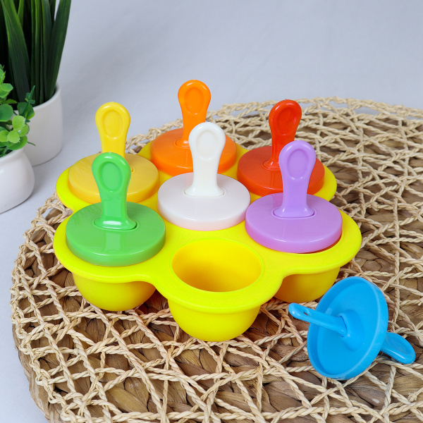 Форма для льда и мороженого 7 ячеек силиконовая / Y-725 /уп 100/ цвет микс/ ПРОМО АКЦИЯ