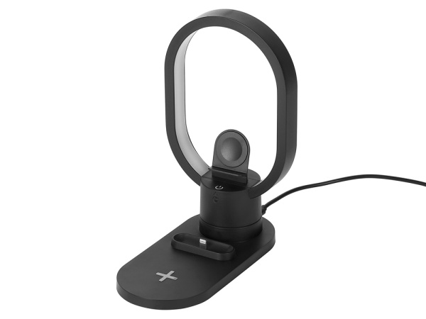 Беспроводная зарядная станция 4-в-1 «Portal» c лампой, 15 Вт, Цвет черный