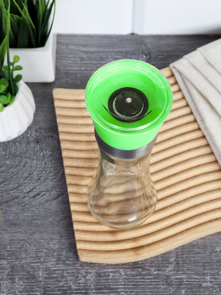 Мельница для специй и соли 19 см с крышкой/ W-457-G /уп 80/ Зеленая