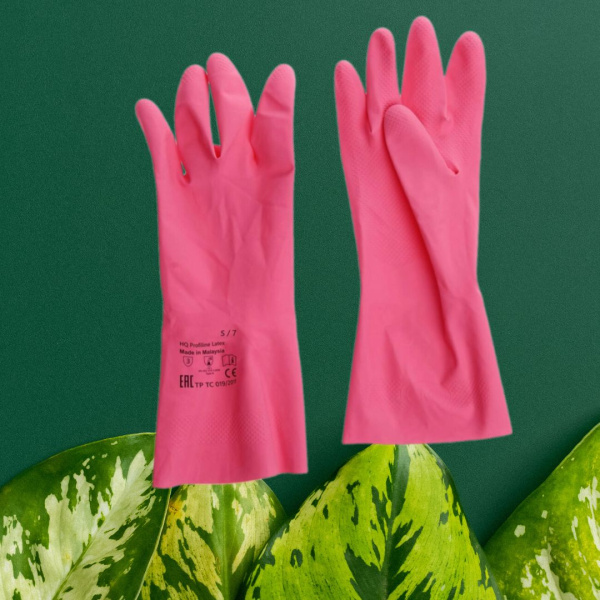 Перчатки латексные многоразовые красные р-р S HQ Profiline