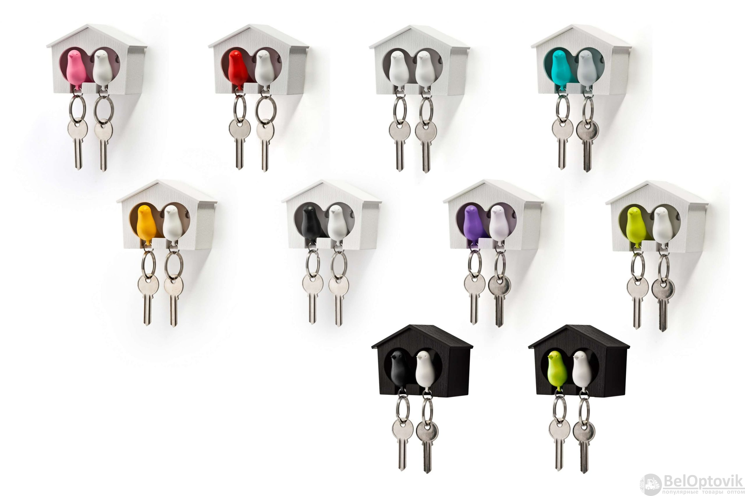 Держатель и брелок для ключей Duo Sparrow, белый / Экоупаковка