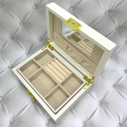 УЦЕНКА!  Шкатулка автомат Amberhall для украшений  Две полки 20х15х10 см Серая (А 211)