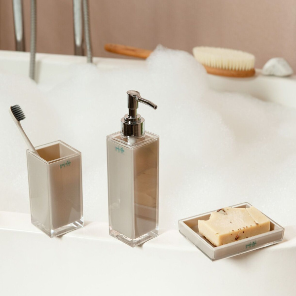 Стакан для зубных щеток Глянцевый тауп, 5,4*5,4*11,5 см, FRESH CODE