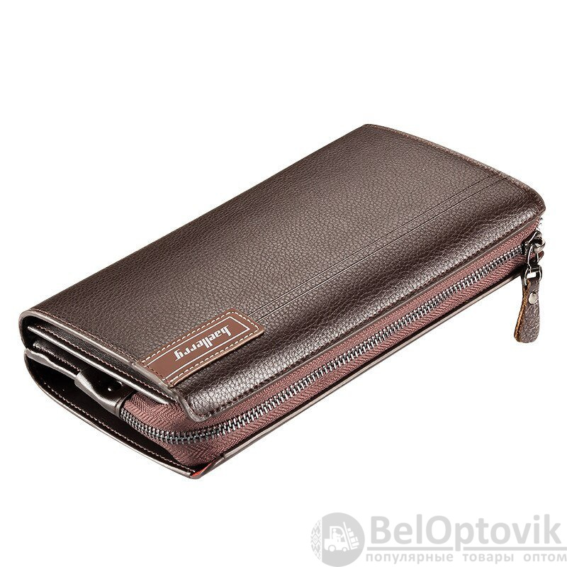 Мужское портмоне – клатч на молнии, с ручкой Baellerry Maxi Libero S1001 Коричневое
