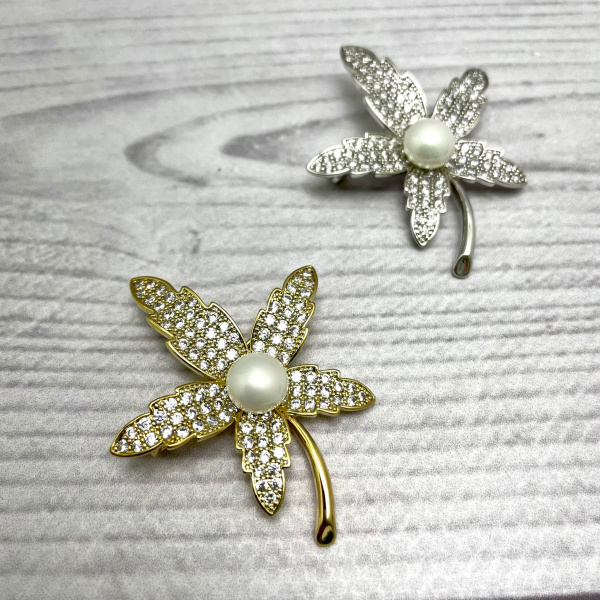 Бижутерия брошь "Пятилистный клевер" 4 см