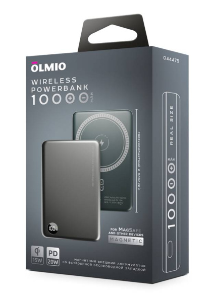 Внешний АКБ QM-16, 10000mAh, gray, OLMIO