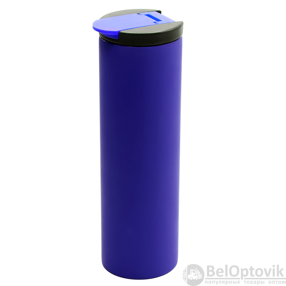 Термокружка с двойной металлической стенкой Rolly, софт-тач, синий