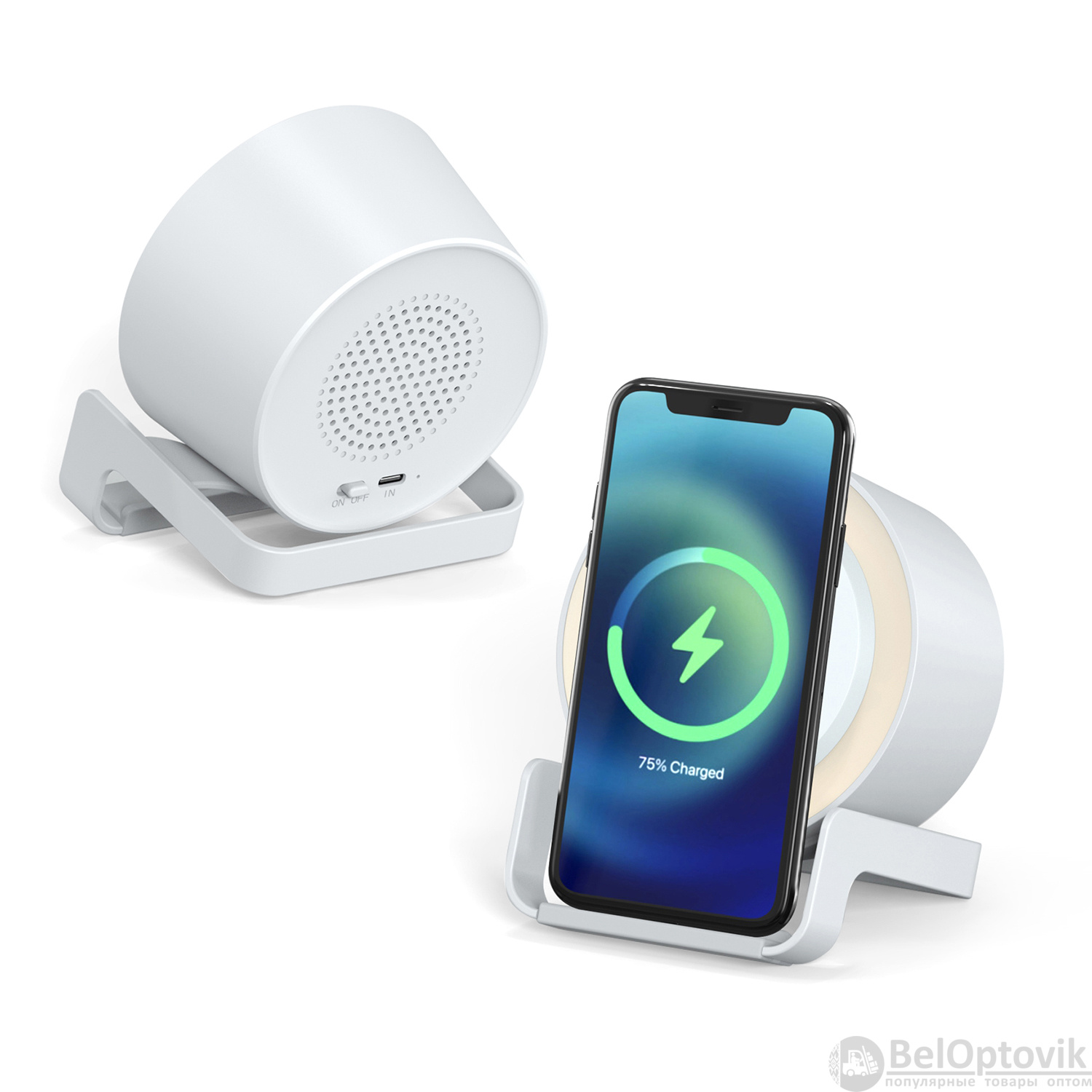 Беспроводная Bluetooth колонка U-Tone c функцией беспроводной зарядки, белый