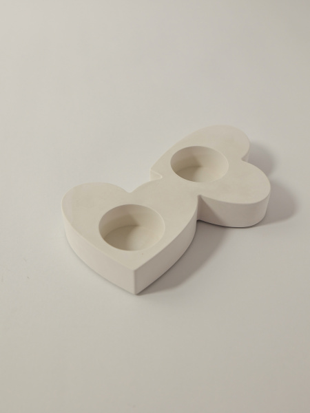 2 Сердца - Подсвечник декоративный из гипса, арт. g002002