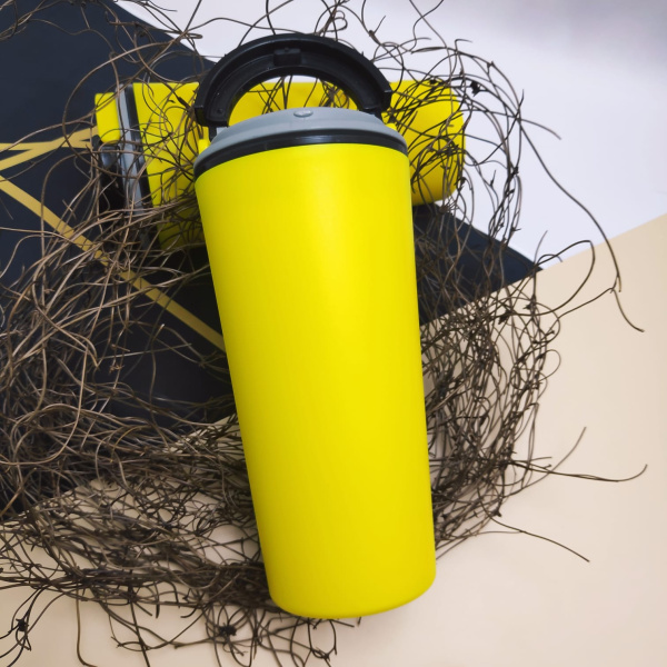 Персональный стакан тамблер для кофе Wowbottles и других напитков / Кофейная крышка с клапаном и ручкой, 350 мл. / Двойные стенки.