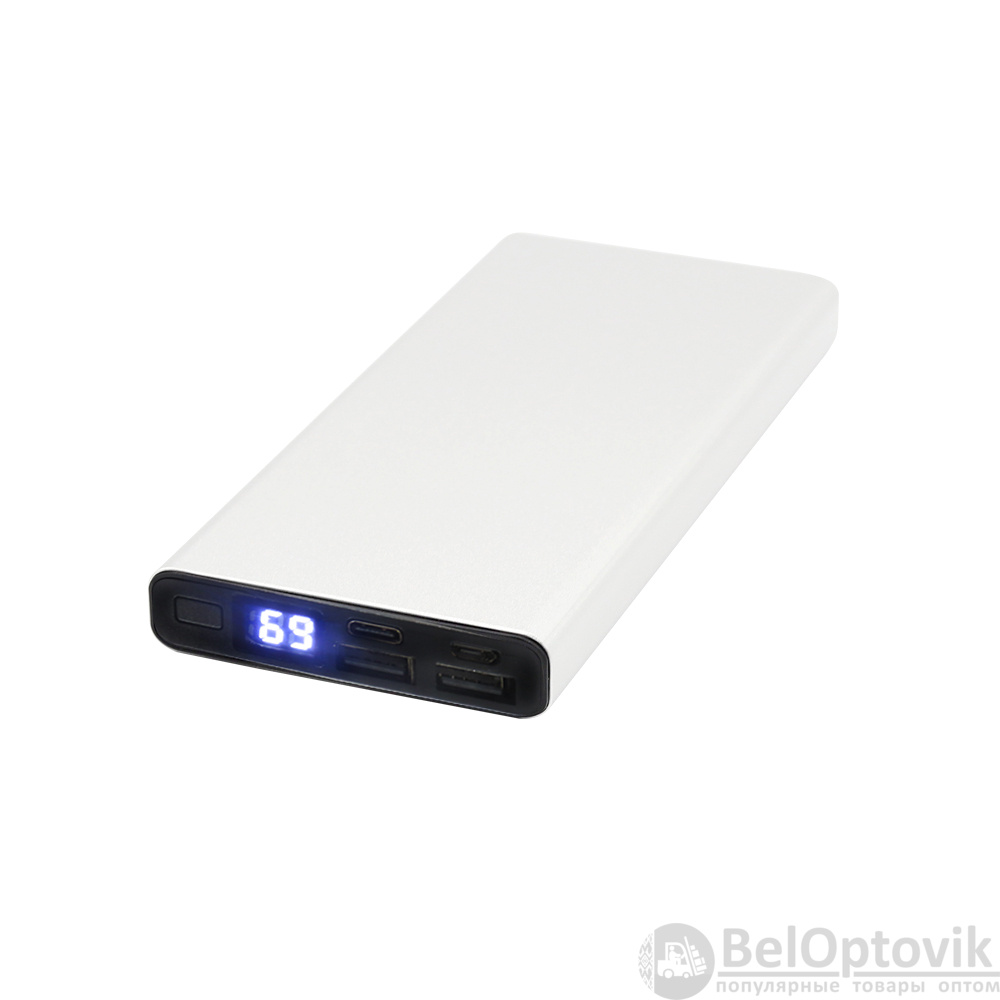 Внешний аккумулятор Höginn в металлическом корпусе, 10000mAh, серый.
