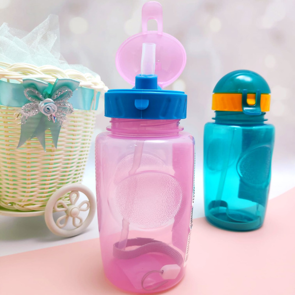 Бутылочка для воды и других напитков "LIFESTYLE" anatomicс трубочкой и шнурком, 350 мл, 3+