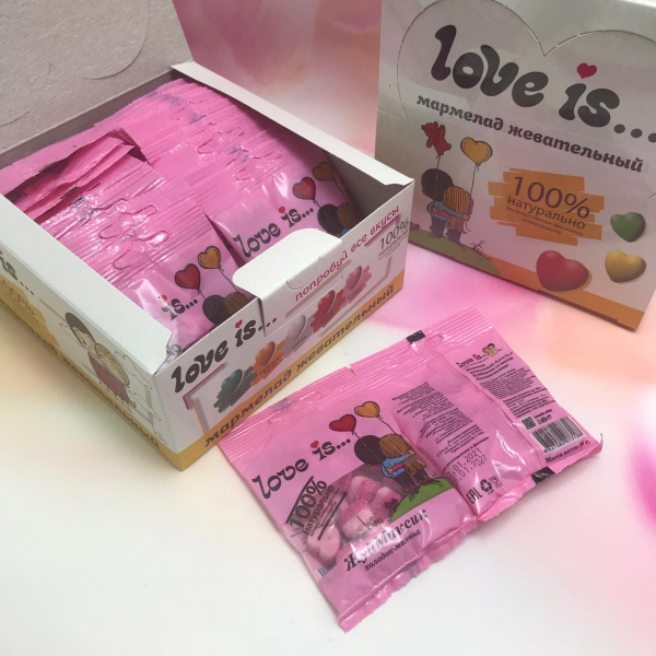 Блок мармелада жевательного Love is 100% натурально (блок 24 шт).