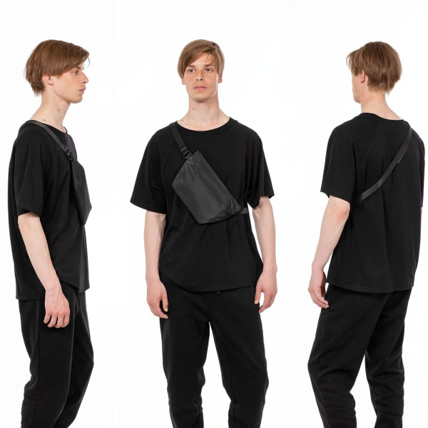 Поясная сумка W1, черная, 29х16,5 см