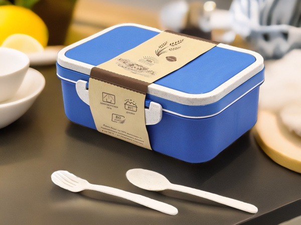 Ланчбокс (контейнер для еды) Inar / Контейнер для еды из пшеничного волокна 1,0 л со столовыми приборами