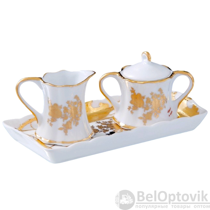 Набор &amp;quot;Мелисса&amp;quot; (молочник и сахарница на блюдце), 17 * 8,5 *7 см 167379