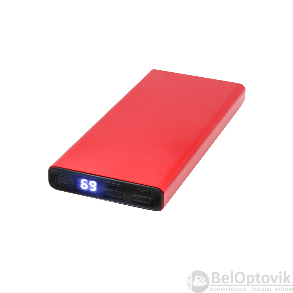 Внешний аккумулятор Höginn в металлическом корпусе, 10000mAh, красный.