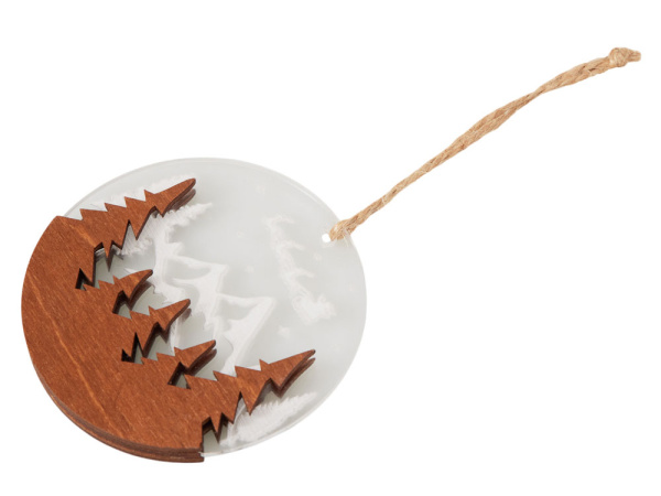 Деревянная подвеска на елку «Christmas», Цвет коричневый