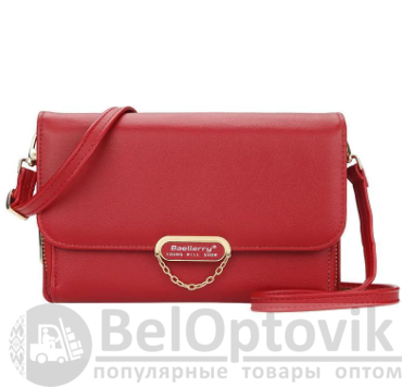 Женская сумочка - портмоне N8606 с плечевым ремнем Baellerry Young Will Show  Красная Crimson