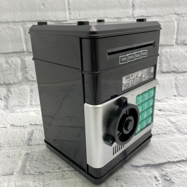 Электронная Копилка сейф Number Bank с купюроприемником и кодовым замком (звук) Черная