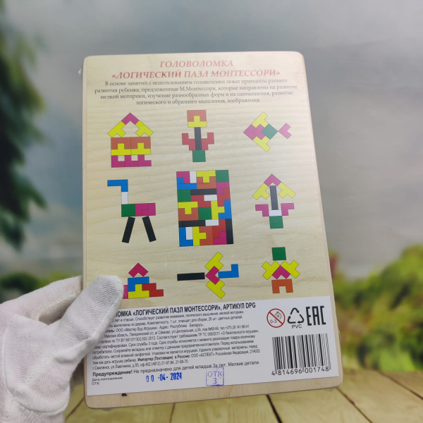 Головоломка Мастер Вуд "Логический пазл Монтессори", тетрис