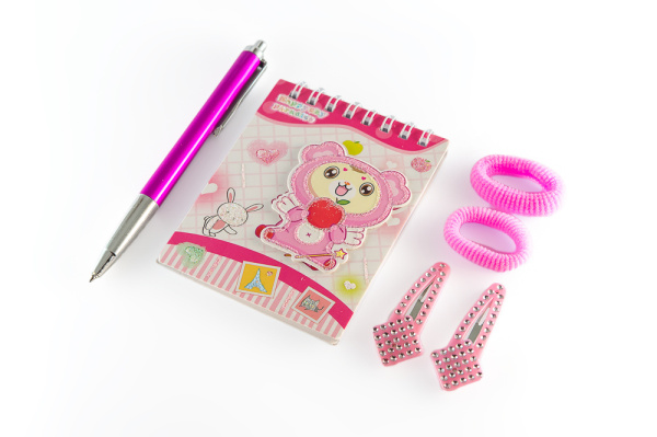 Детский набор: блокнот, ручка, заколки