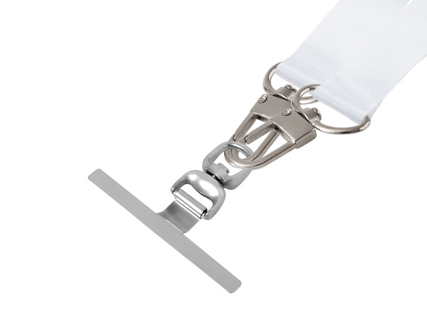 Лента под сублимацию для телефона с 2-мя карабинами, 2,5 см, Цвет белый