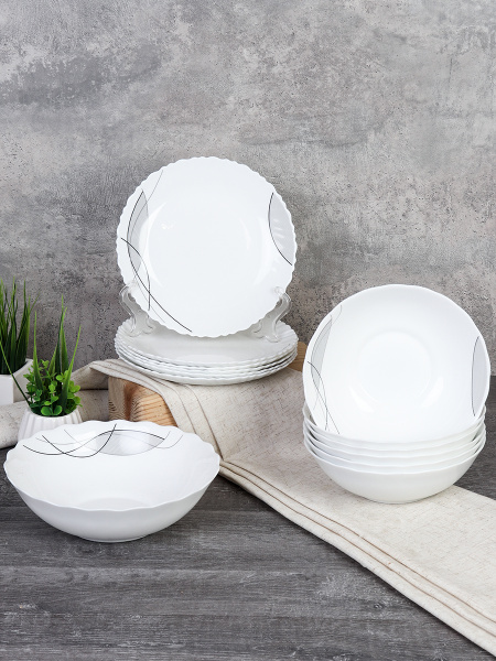 Столовый набор 13 предметов / 13/7578 (2029) GRAY / Абстракция волны