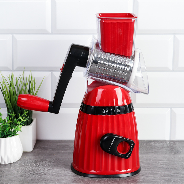 Овощерезка роторная с 3 насадками / R-190 /уп 24/ Красная/ ПРОМО АКЦИЯ