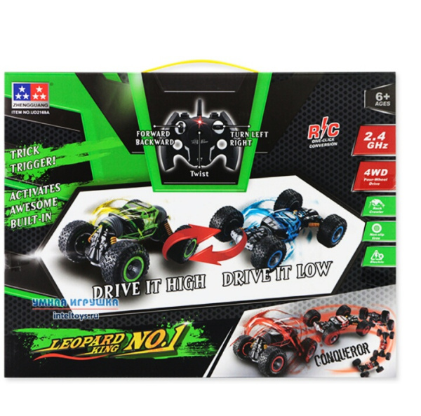 Трюковая машина – трансформер перевертыш на радиоуправлении LEOpard King №1 «Леопард», Bluesea (Блюси) Синий с черным