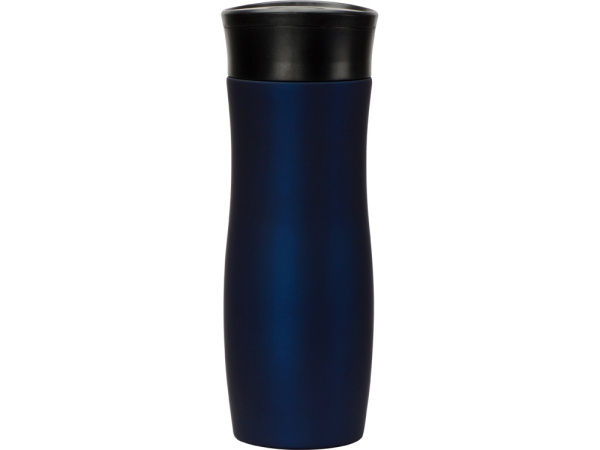 Вакуумная герметичная термокружка «Streamline» с покрытием soft-touch, Цвет темно-синий/черный