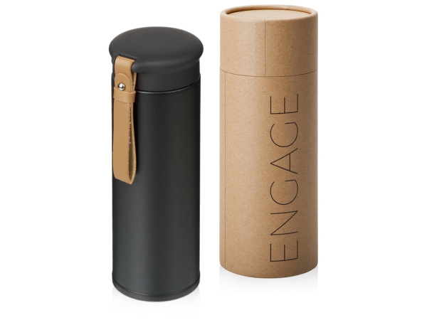 Набор «Draftea» с блокнотом, ручкой, термосом и чаем, Цвет черный, коричневый