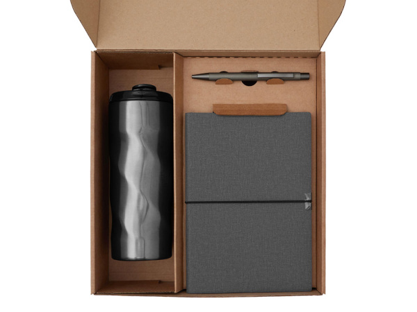 Набор «Firm» с блокнотом, ручкой и термокружкой, Цвет серый