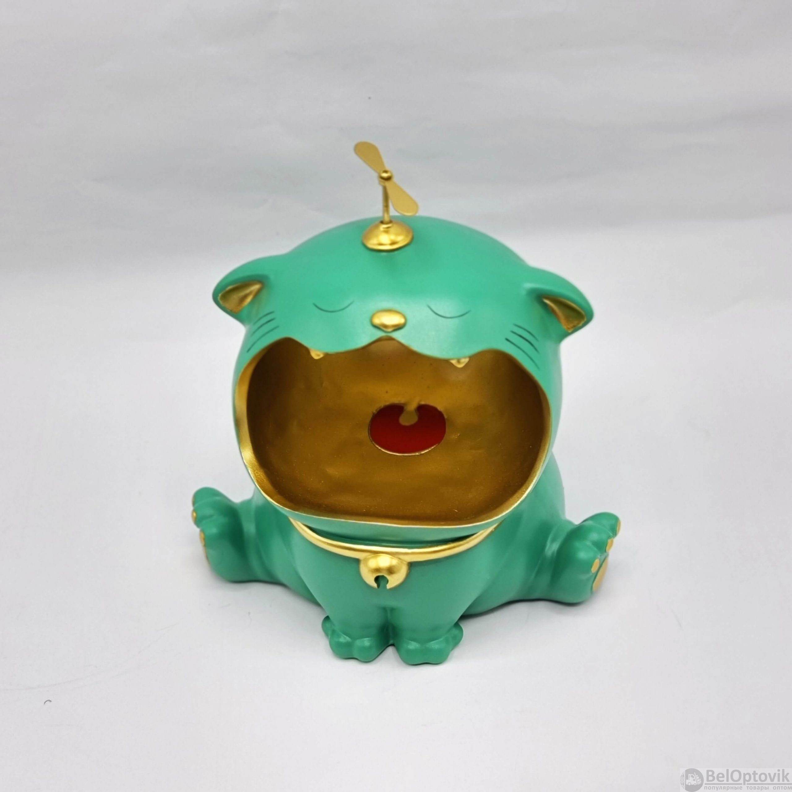 Статуэтка хранитель Кот большой, изумруд