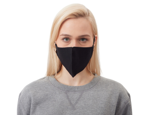 Маска для лица многоразовая из хлопка, анатомической формы без шва, Цвет черный