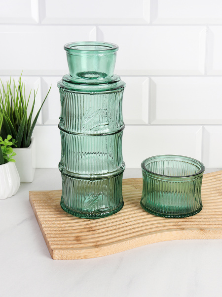 Графин 800 мл с крышкой стаканом 200 мл в подарочной коробке / CTY-22 /уп 28/ зеленый