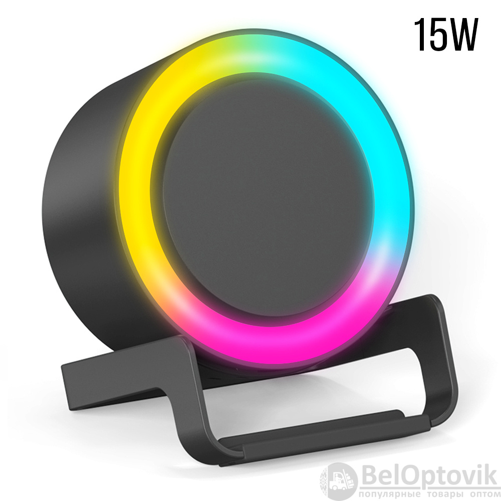 Беспроводная Bluetooth колонка U-Tone RGB c функцией беспроводной зарядки 15W, черный
