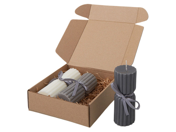 Набор свечей с гранями «Vela», Цвет темно-серый, серый, белый