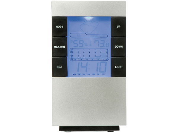 Метеостанция «Statio» с часами-будильником, Цвет серебристый, черный