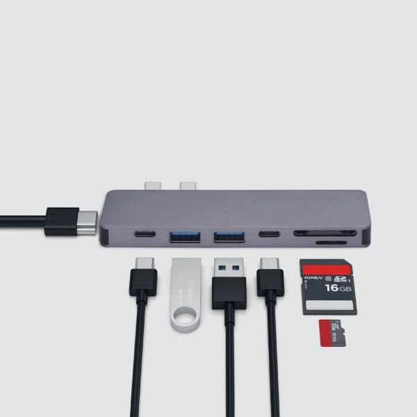USB-C адаптер для MacBook 7-в-1, Цвет серебристый