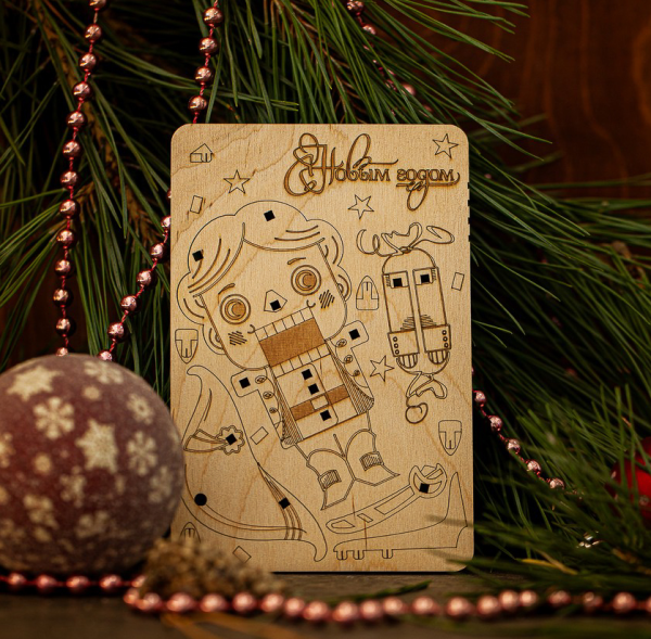 Деревянная открытка-конструктор (сборка без клея) "Щелкунчик" UNIWOOD