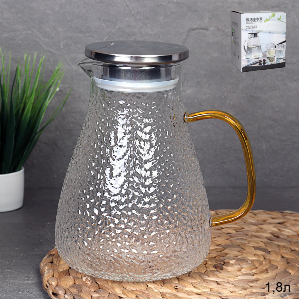 Кувшин 1800 мл стеклянный / LCWJ4103 /уп 36/ Металлическая крышка