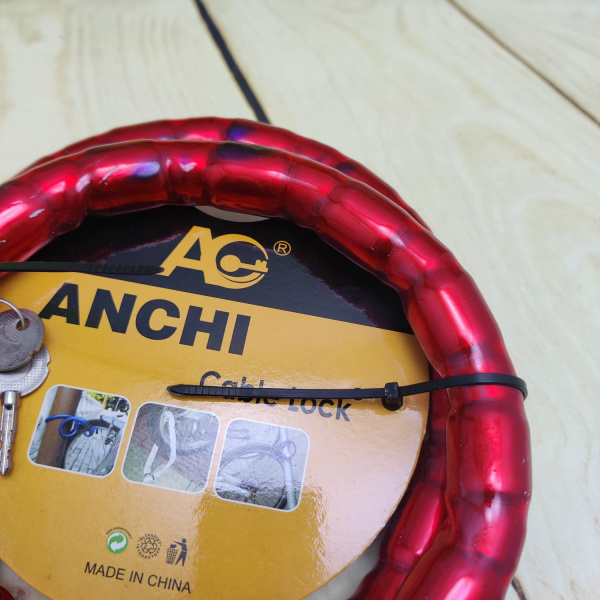 Замок-цепь противоугонный усиленный Anchi Lock 2.5 х 120 см, стальные гильзы в пластиковой оболочке+ключи  Черный