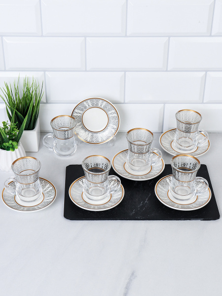 Кофейный набор 12 предметов 120 мл восточная форма / MVN12 /уп 18/* с золотом