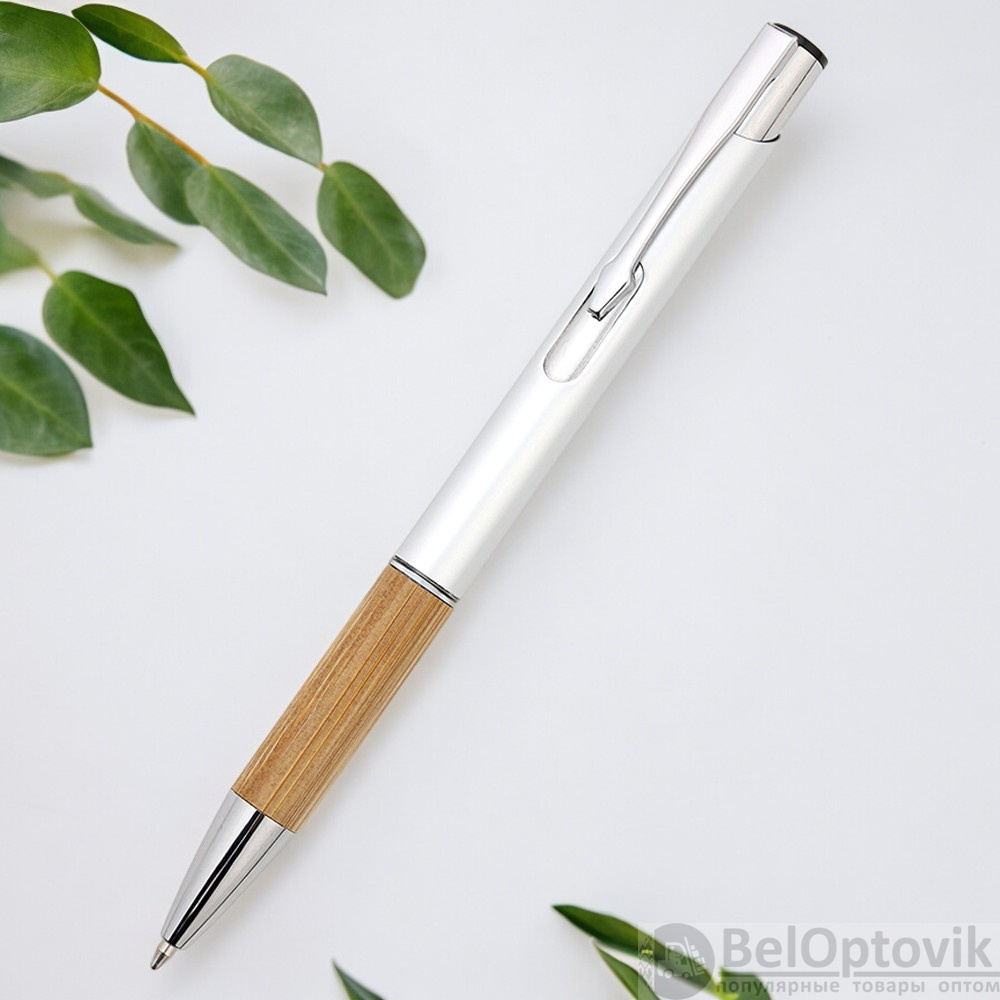 Ручка металлическая Вайли / Ручка представительского класса с бамбуковыми вставками