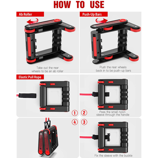 Универсальный тренажер для пресса и отжиманий AB roller push up 3 в 1 (пресс, растяжка, эспандер)